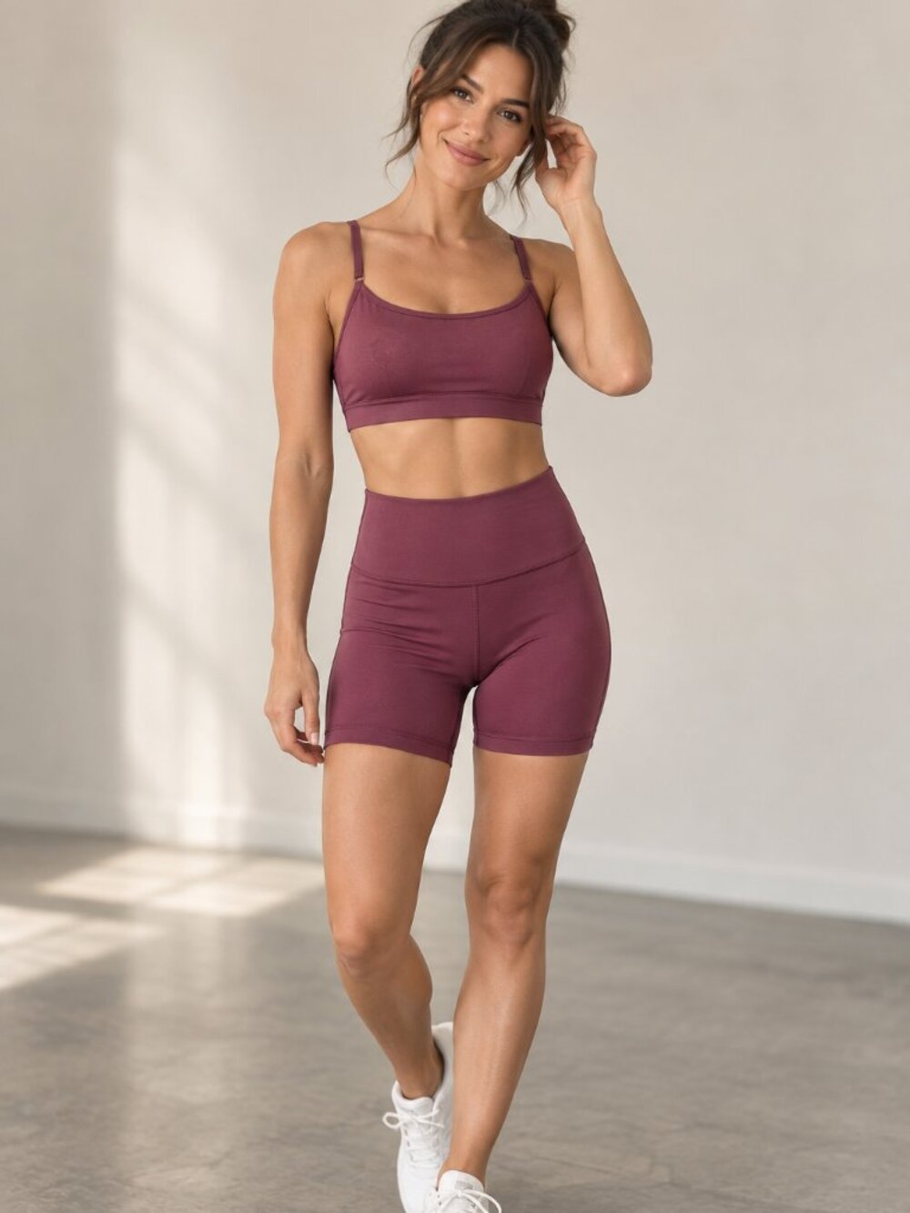Aritzia Golden Plum Sports Bra & Biker Shorts Set sz. M/8